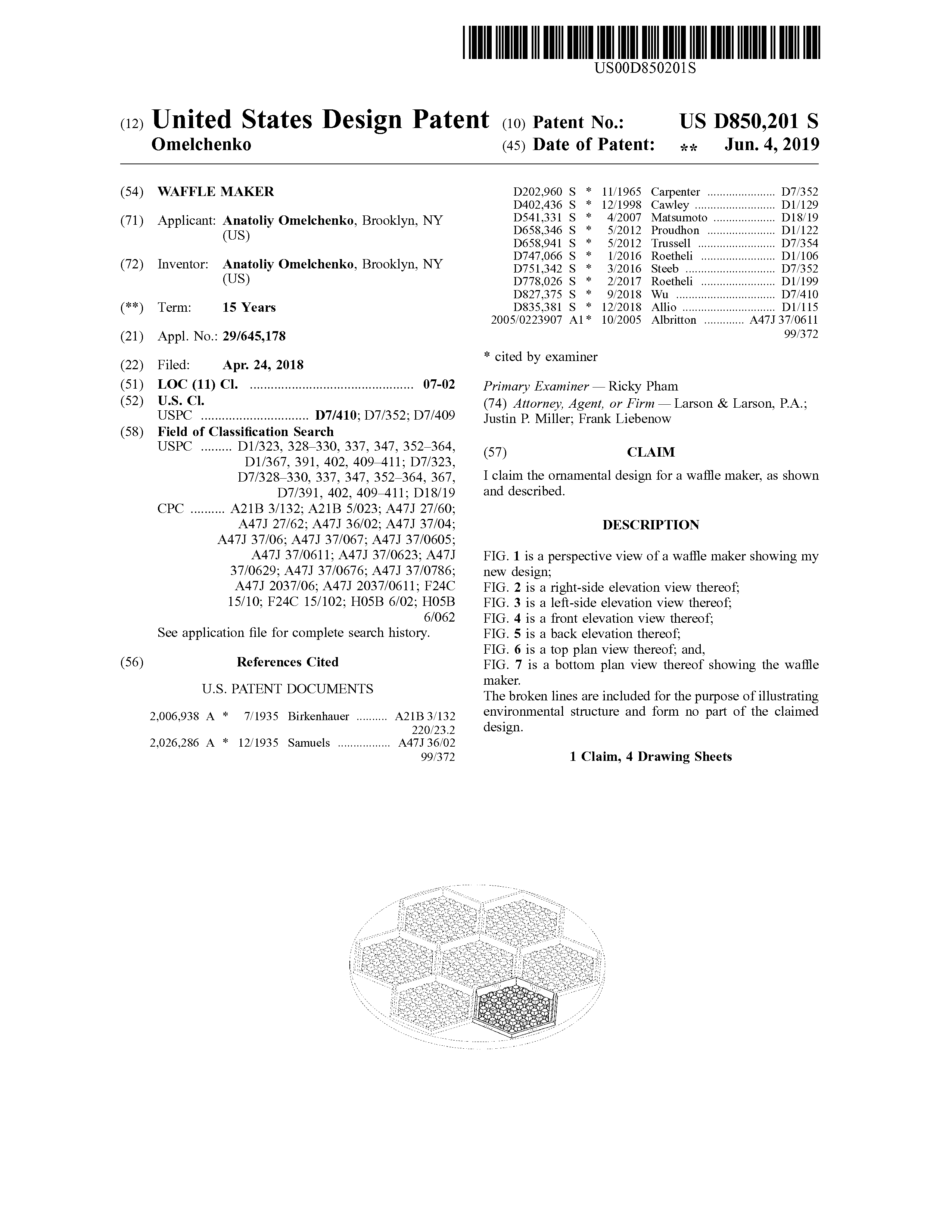 Buy the patent Waffle Maker (Patent for sale)